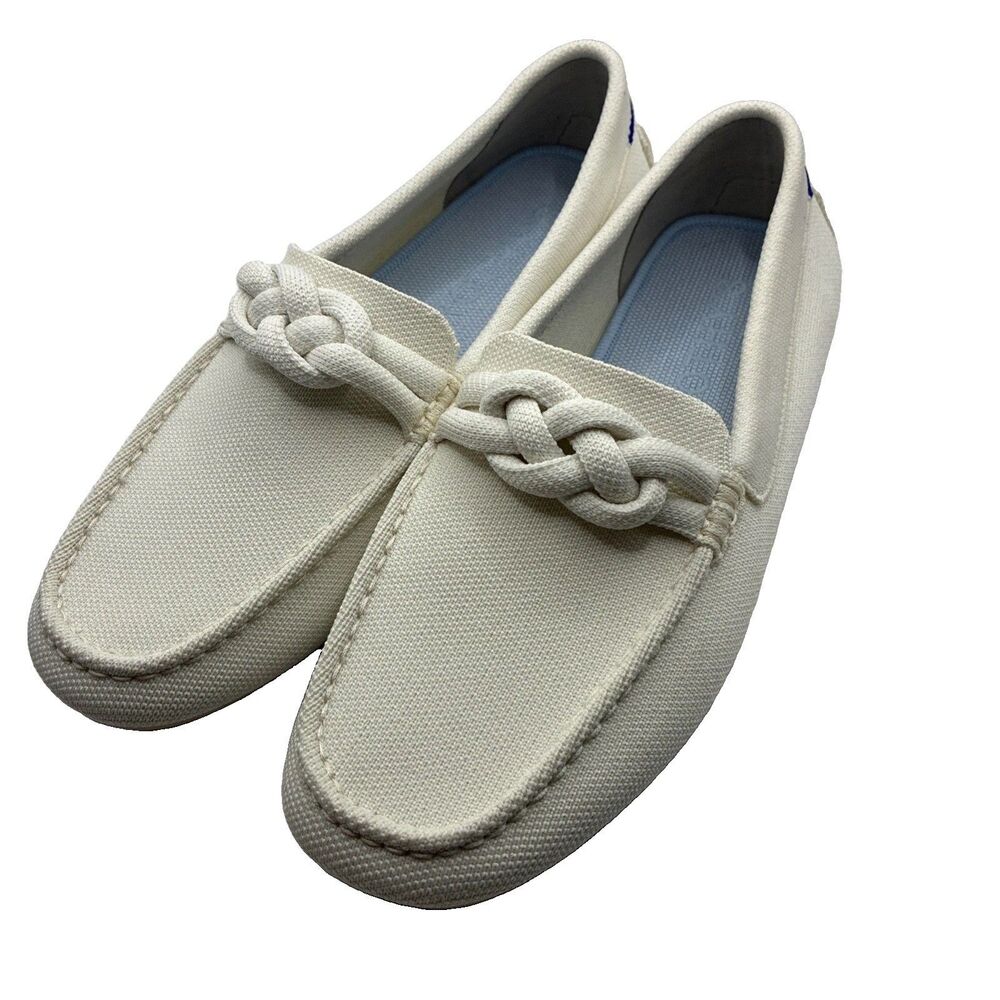 Rothy’s Women’s The Braid Driver Loafer Cream Washable Slip On Shoes 10.5
